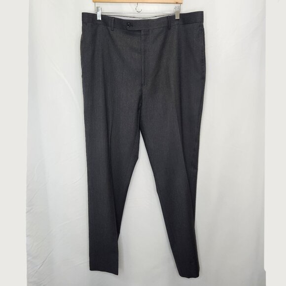 Tommy Hilfiger 100% Wool Dress Pants Mens 40 40x33 Charcoal Gray Striped II10X - Picture 1 of 6